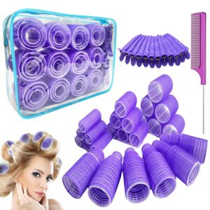 61 Pieces Hair Roller Set Hair Curlers 3 Sizes Big Hair Rollers for Long Hair. No heat Curlers Hair Rollers with Clips & Comb.