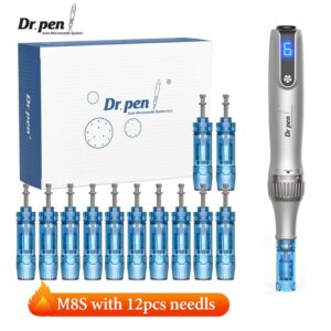 Dr Pen Ultima M8S Wiht12 Pcs Cartridges Wireless Derma Pen Skin Care Kit Microneedle Home Use Beauty Skin Rejuvenation Machine