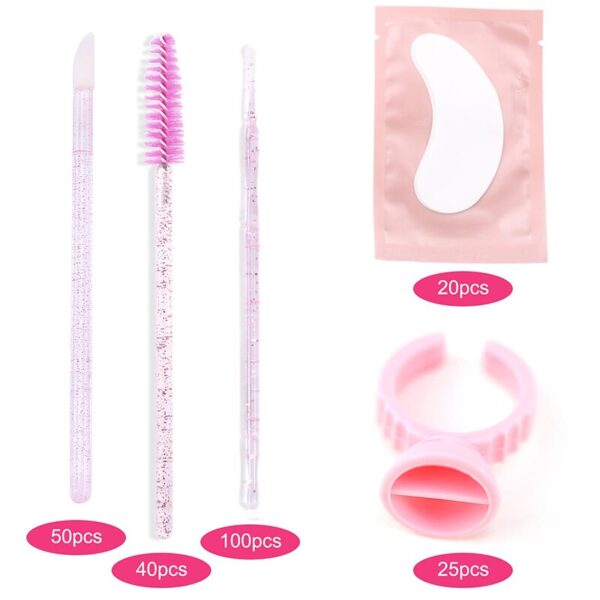 Eyelash Extension Set With Box Lashes Micro Brush Tape Glue Ring Eye Pad Disposable Mascara Applicator Eyelashes Tool - Image 2